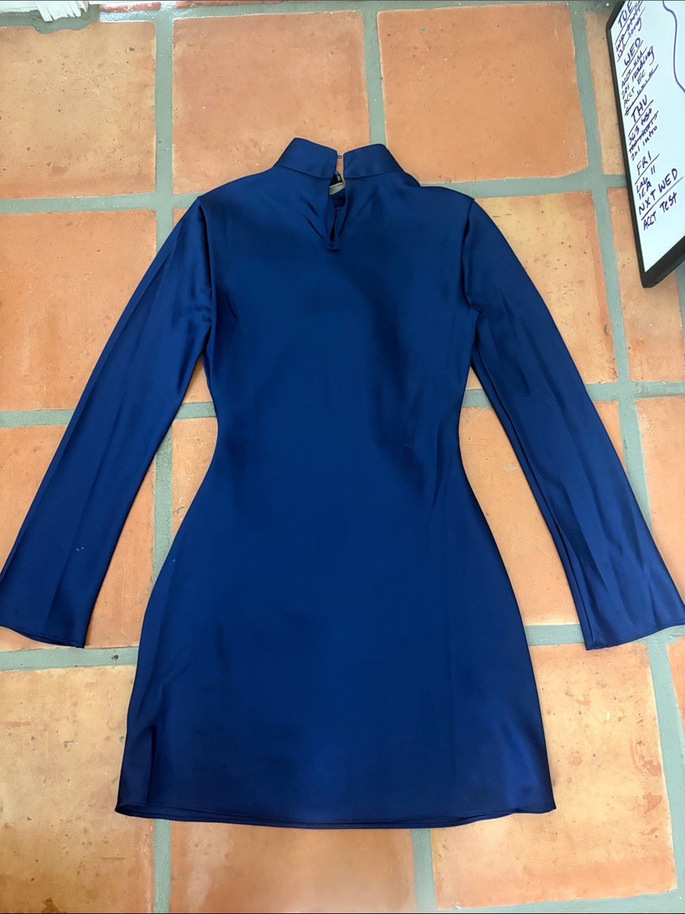 Mango Deep Navy Long-Sleeve Mock Neck Mini Dress - Picture 4 of 4
